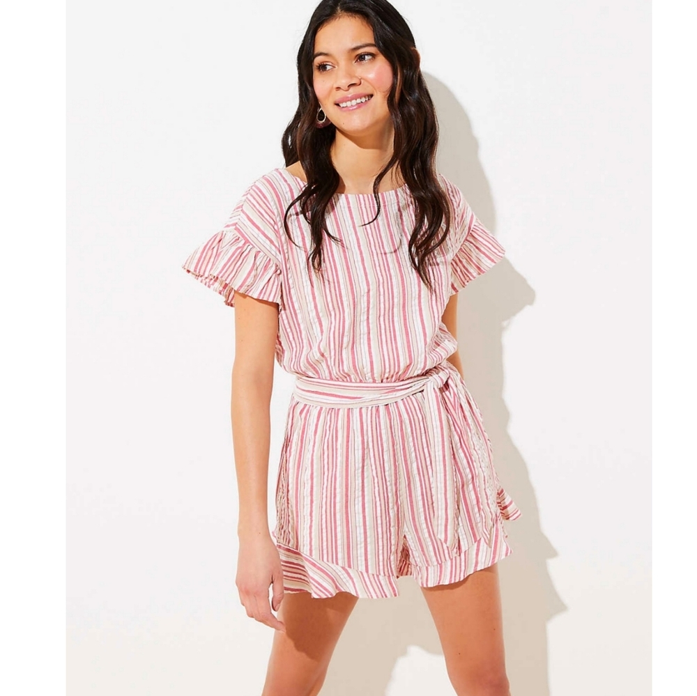 Loft Striped Ruffle Romper